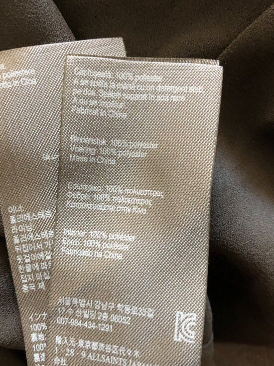 All Saints Lerin Women Black Asymmetric Midi Maxi Dress Size M Pleated Metallic - Picture 11 of 14